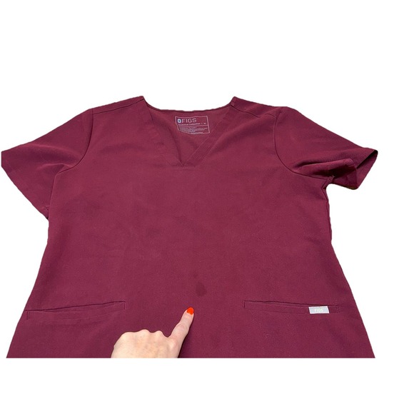 Figs Technical Collection Burgundy Casma 3-Pocket Scrub Top V-Neck Women's M - Picture 2 of 7